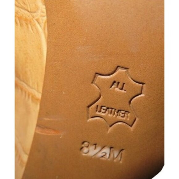 Tory Burch Tan Brown Croc Embossed Italian Leather Platform Pumps Heels size 8.5 - Picture 12 of 12